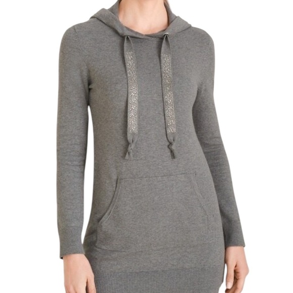 Chico's Zenergy Cashmere Cotton Embellished Hoodie Tunic Sweater - $109 - Picture 1 of 15